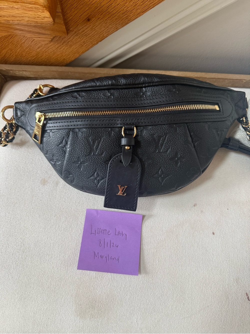 Louis Vuitton Black Monogram Empreinte Crossbody Bumbag with Gold Hardware